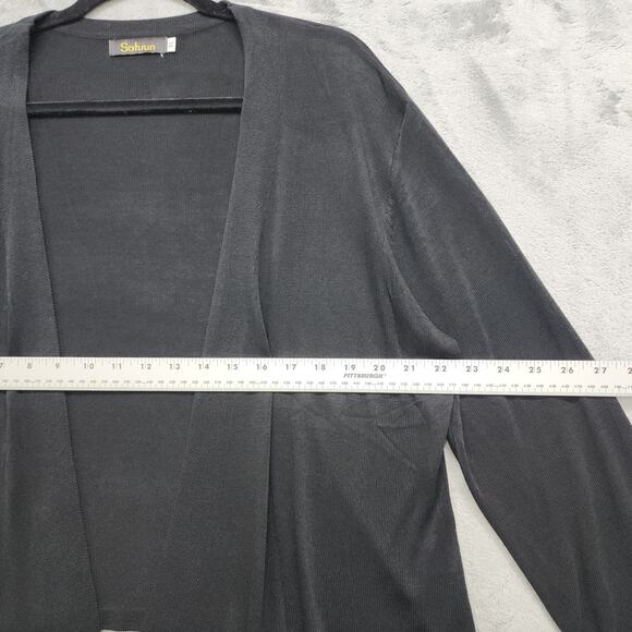 Satuun Sweater Womens XL Black Pure Viscose Lightweight Open Front Crop Cardigan - Picture 6 of 8